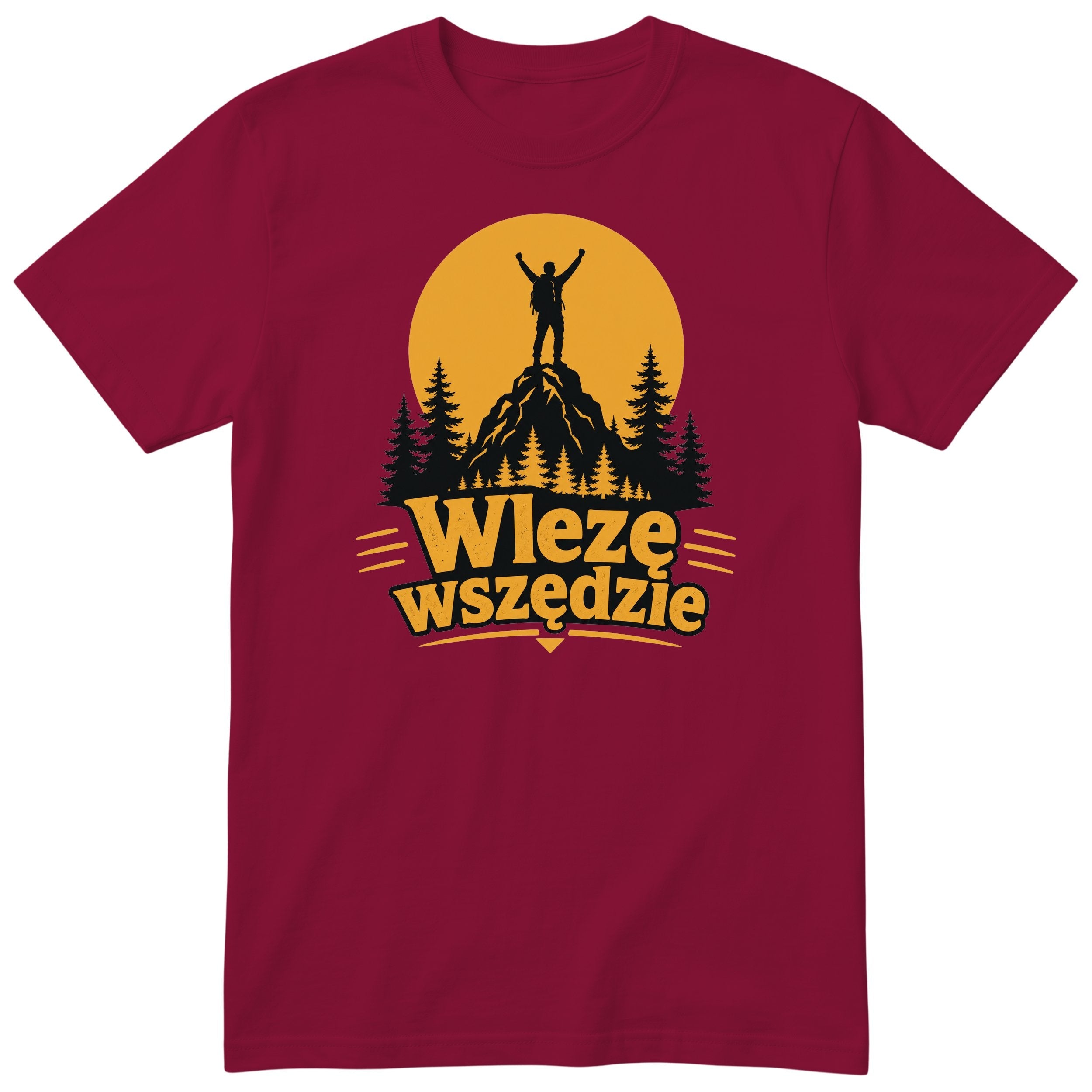 Koszulka "Wlezę Wszędzie" - bordowy t-shirt górski Polskie Koszulki
