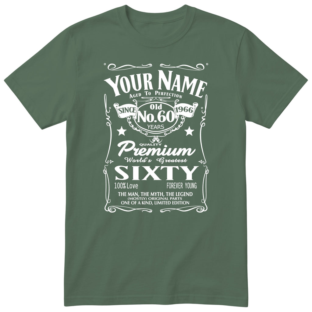 Personalised 60th Birthday T-Shirt - Aged to Perfection Gift for Dad