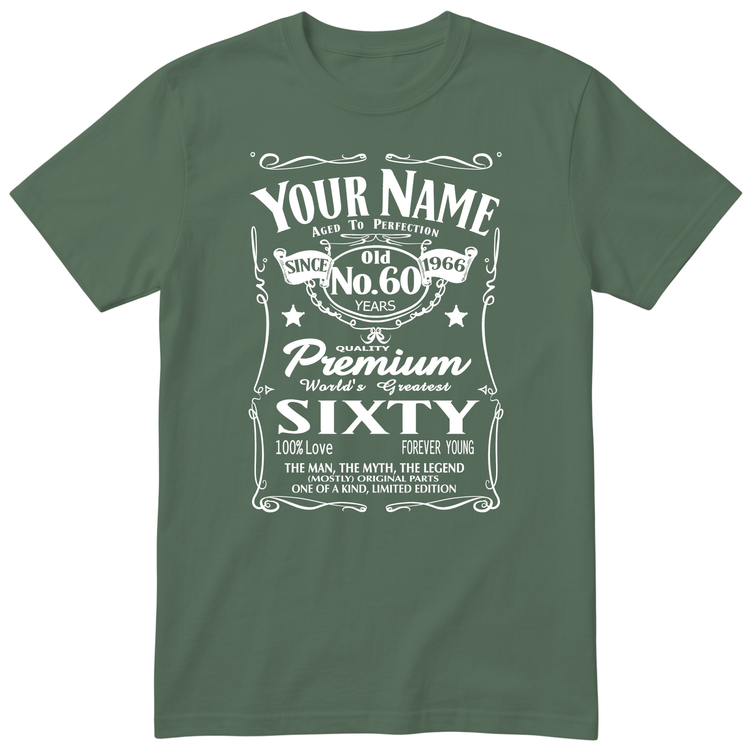 Personalised 60th Birthday T-Shirt - Aged to Perfection Gift for Dad