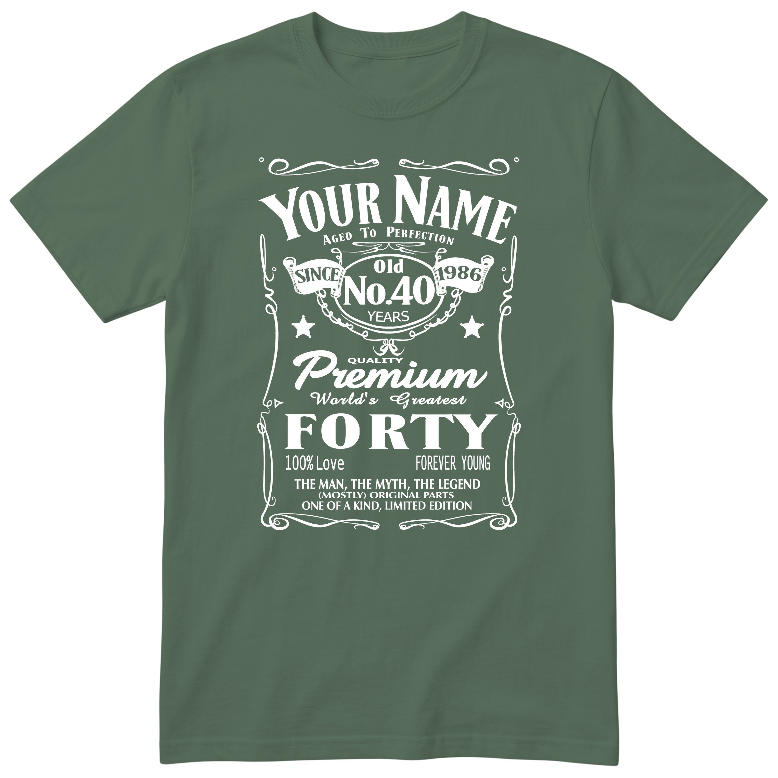 Personalised 40th Birthday T-Shirt - Aged to Perfection Gift for Him