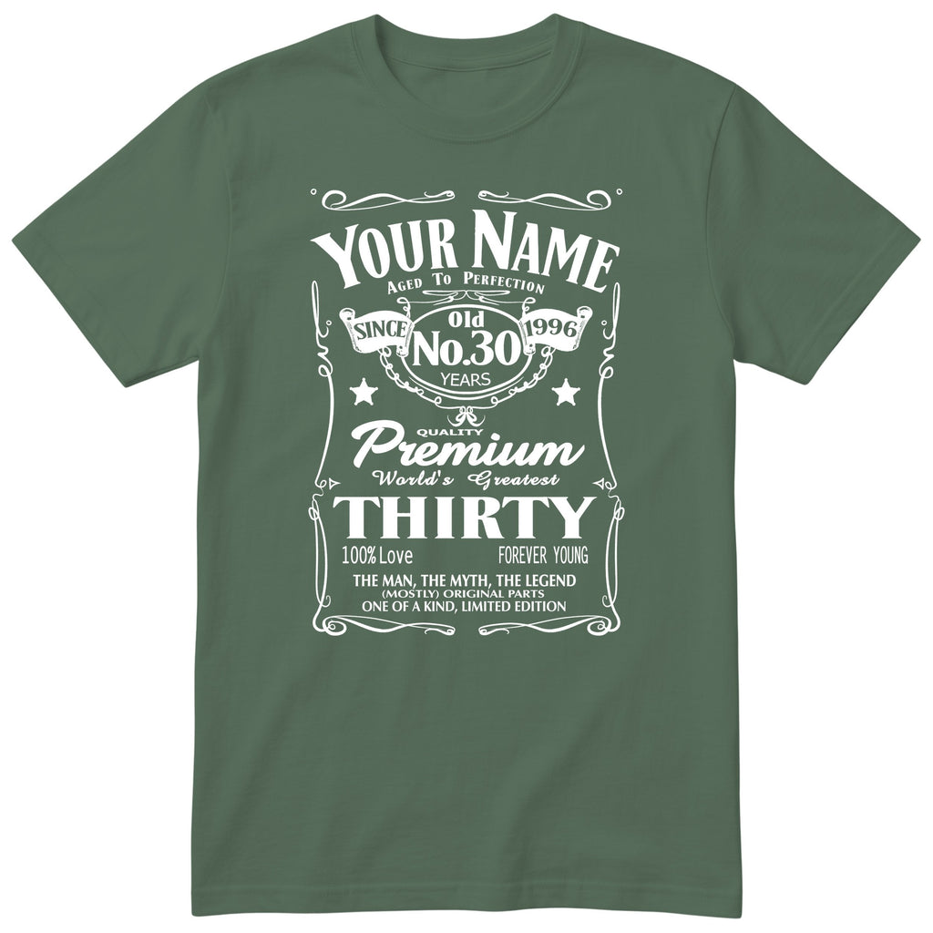 Personalised 30th Birthday T-Shirt - Aged to Perfection Gift for Him