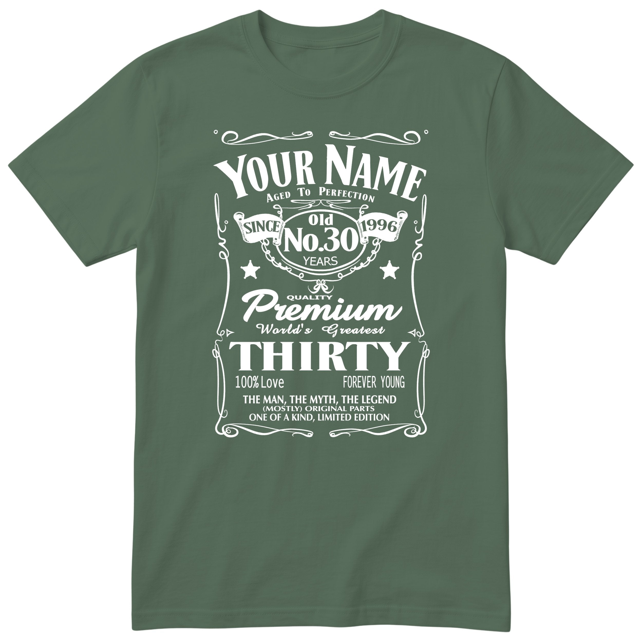 Personalised 30th Birthday T-Shirt - Aged to Perfection Gift for Him