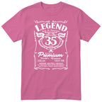 Legend Real Queen 35th birthday t-shirt for women in pink - Gildan 64000 vintage label