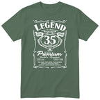Legend 35th Birthday T-Shirt - Retro Label Gift for Him - Olive