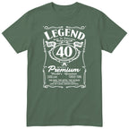 Legend 40th Birthday T-Shirt - Retro Label Gift for Him - Olive