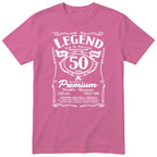 Legend Real Queen 50th birthday t-shirt for women in pink - Gildan 64000 vintage label