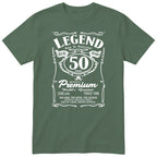 Legend 50th Birthday T-Shirt - Retro Label Gift for Him - Olive