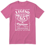 Legend Real Queen 65th birthday t-shirt for women in pink - Gildan 64000 vintage label