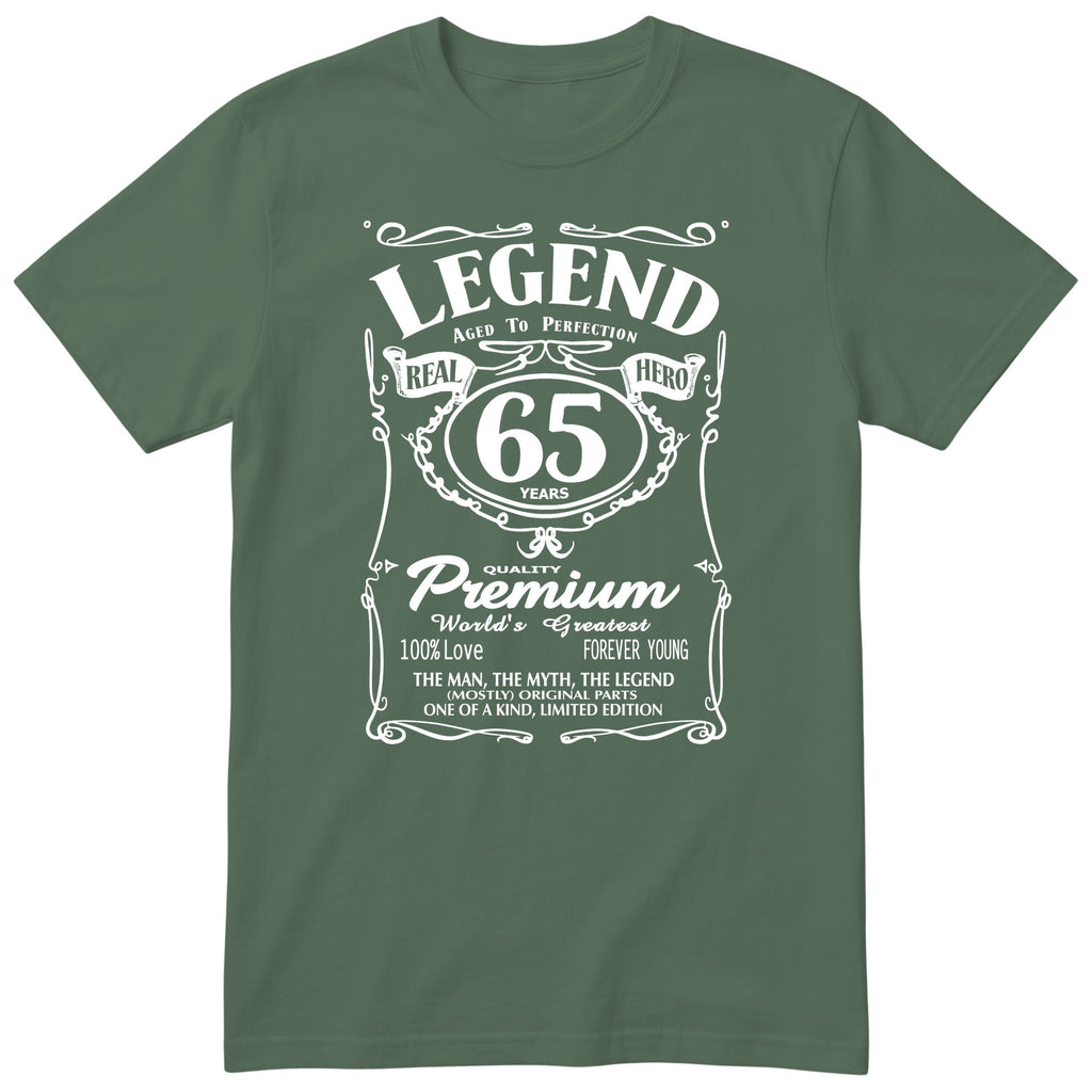 Legend 65th Birthday T-Shirt - Retro Label Gift for Dad - Olive