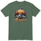 Olive Adventure Awaits t-shirt - retro mountain hiking print, GitGraf
