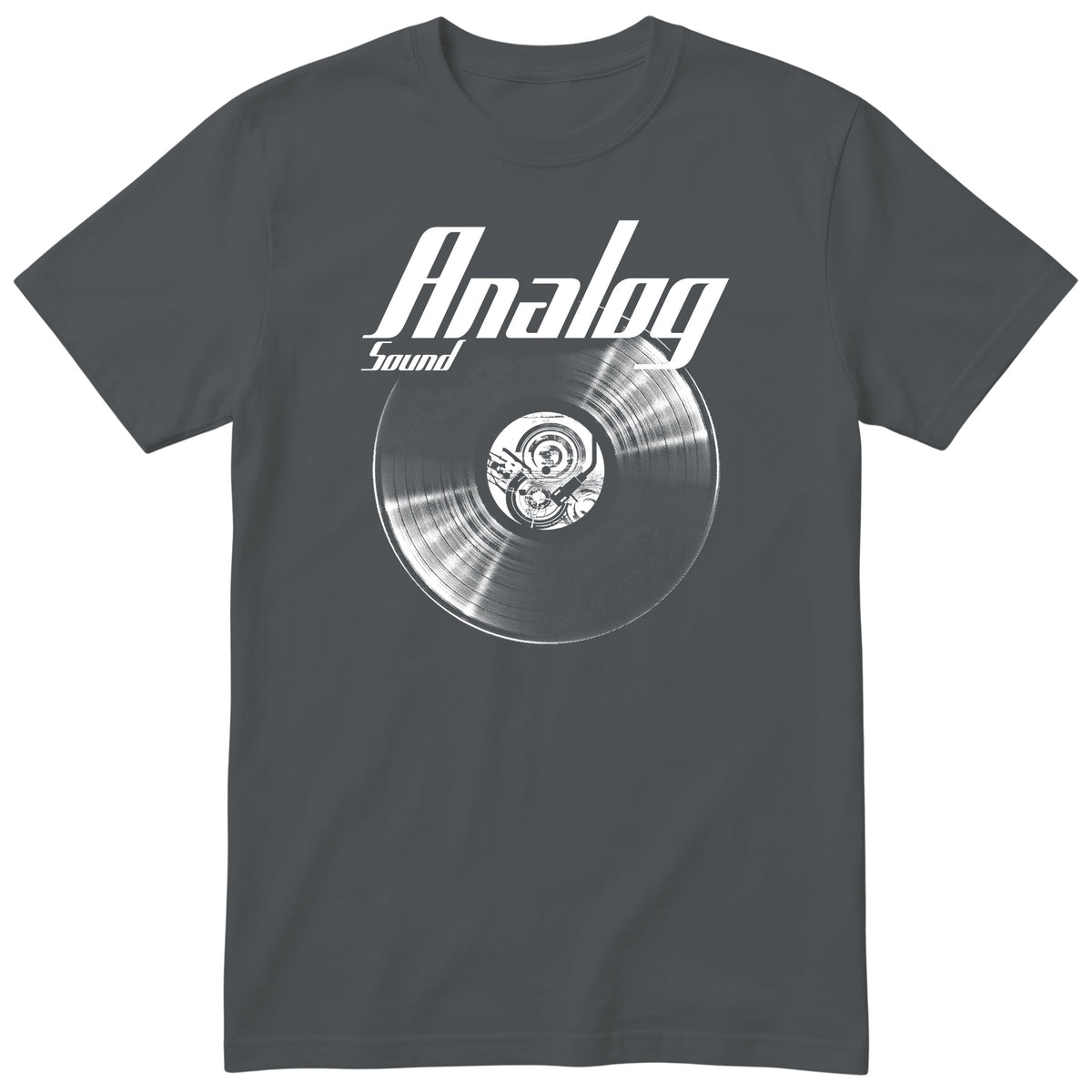 Charcoal Analog Sound Vinyl Records t-shirt - vinyl record print, gift for audiophiles and vinyl lovers, GitGraf