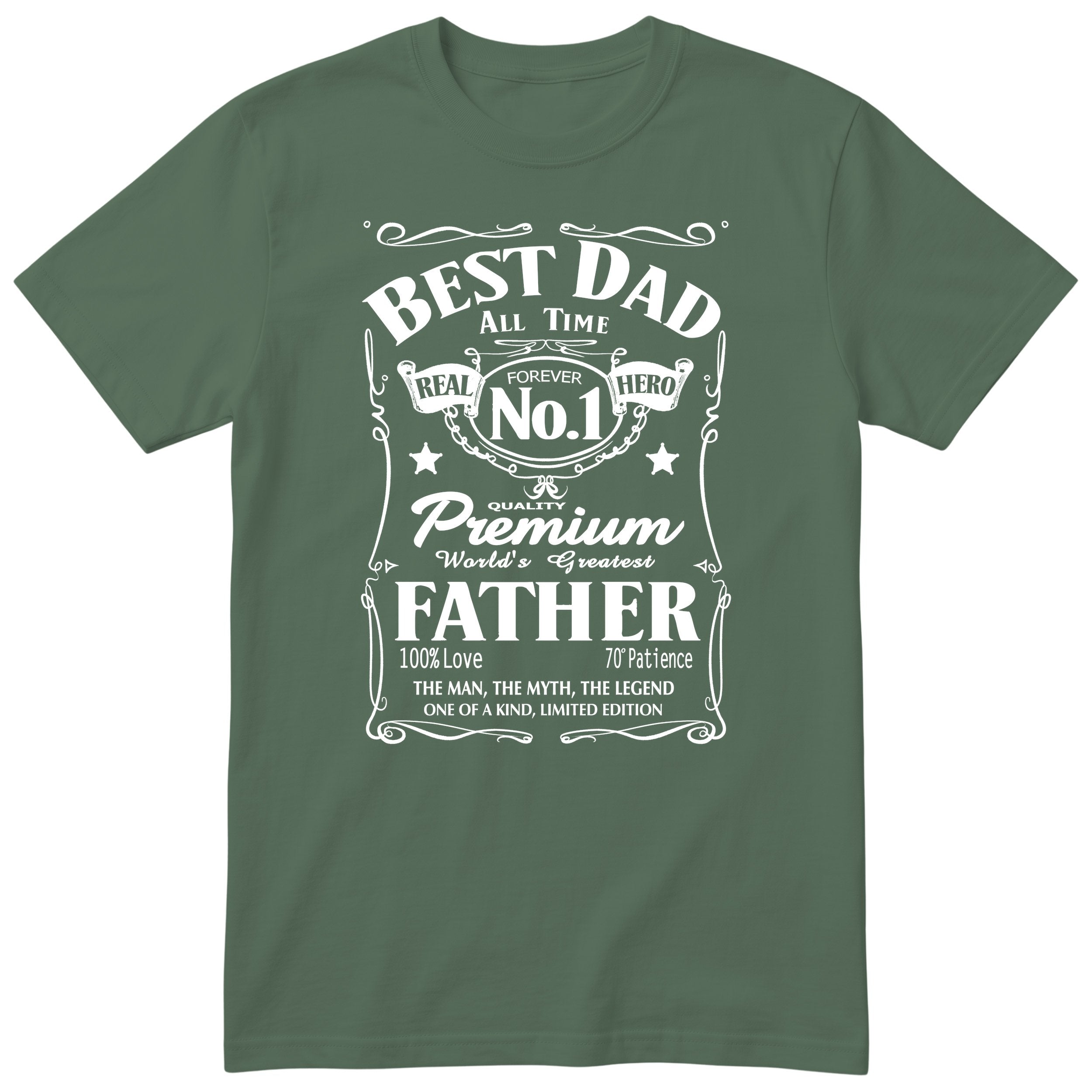 Best Dad Real Hero Whisky T-Shirt - Olive