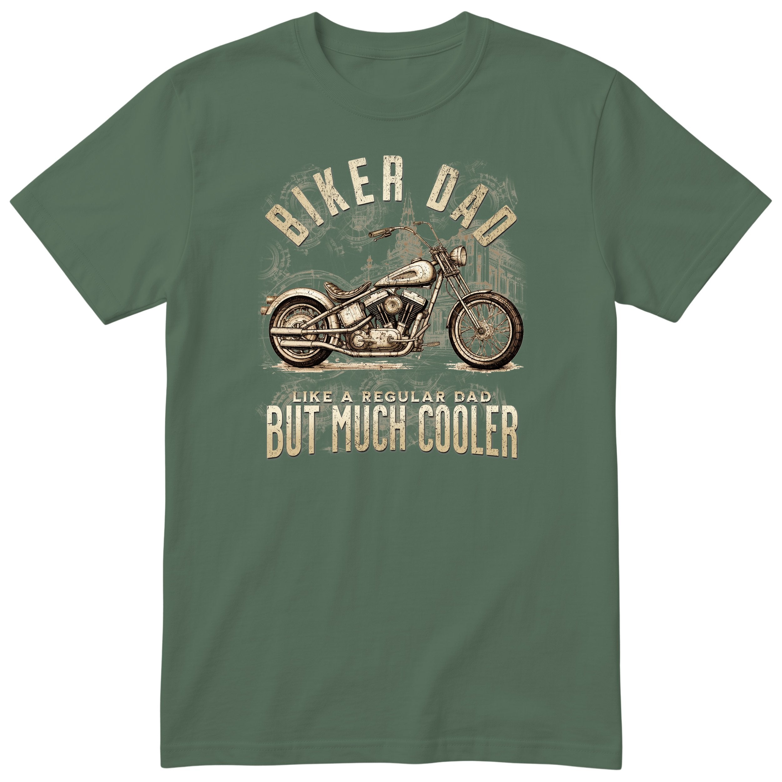 Biker Dad Chopper Motorcycle T-Shirt - Olive