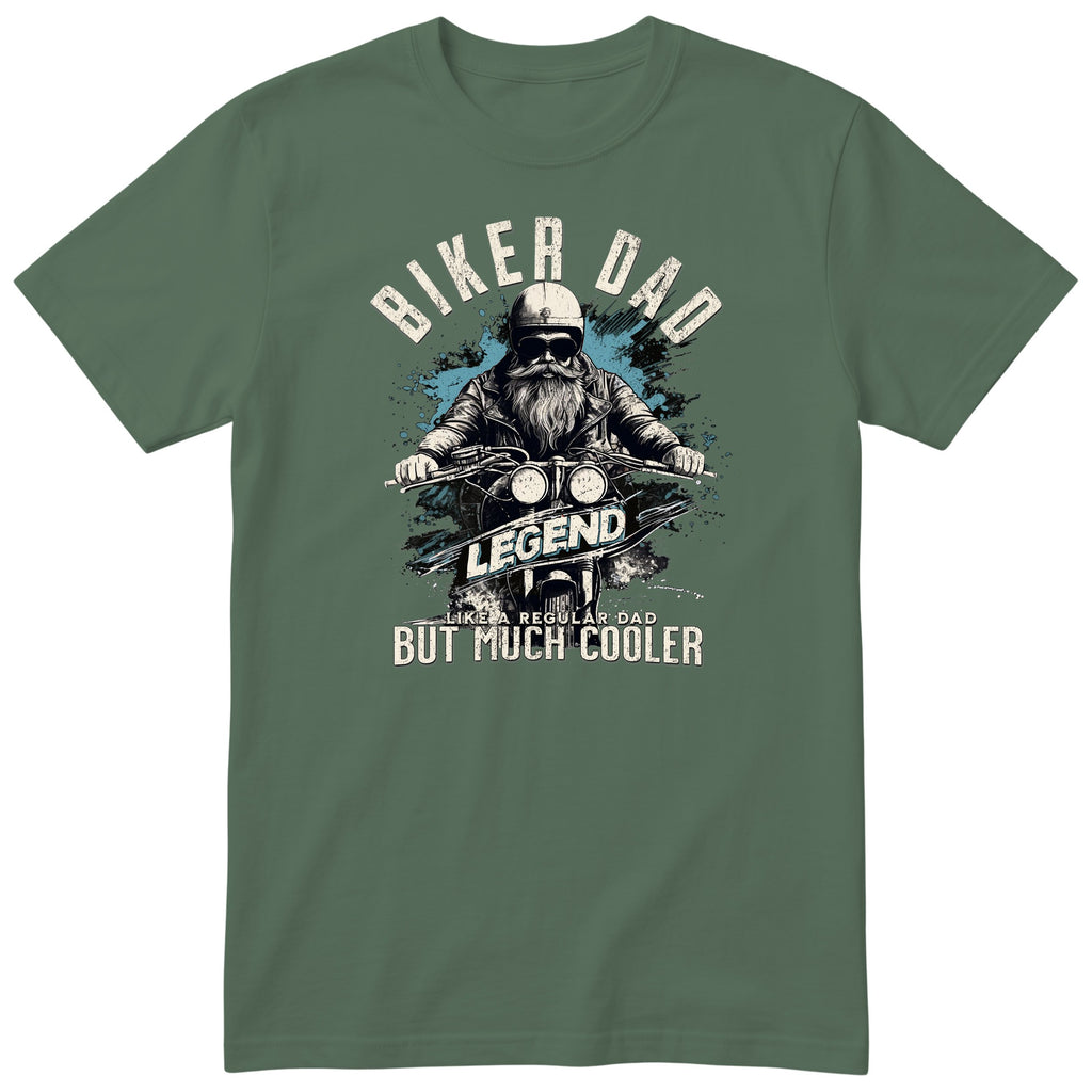 Biker Dad Legend Blue Motorcycle T-Shirt - Olive