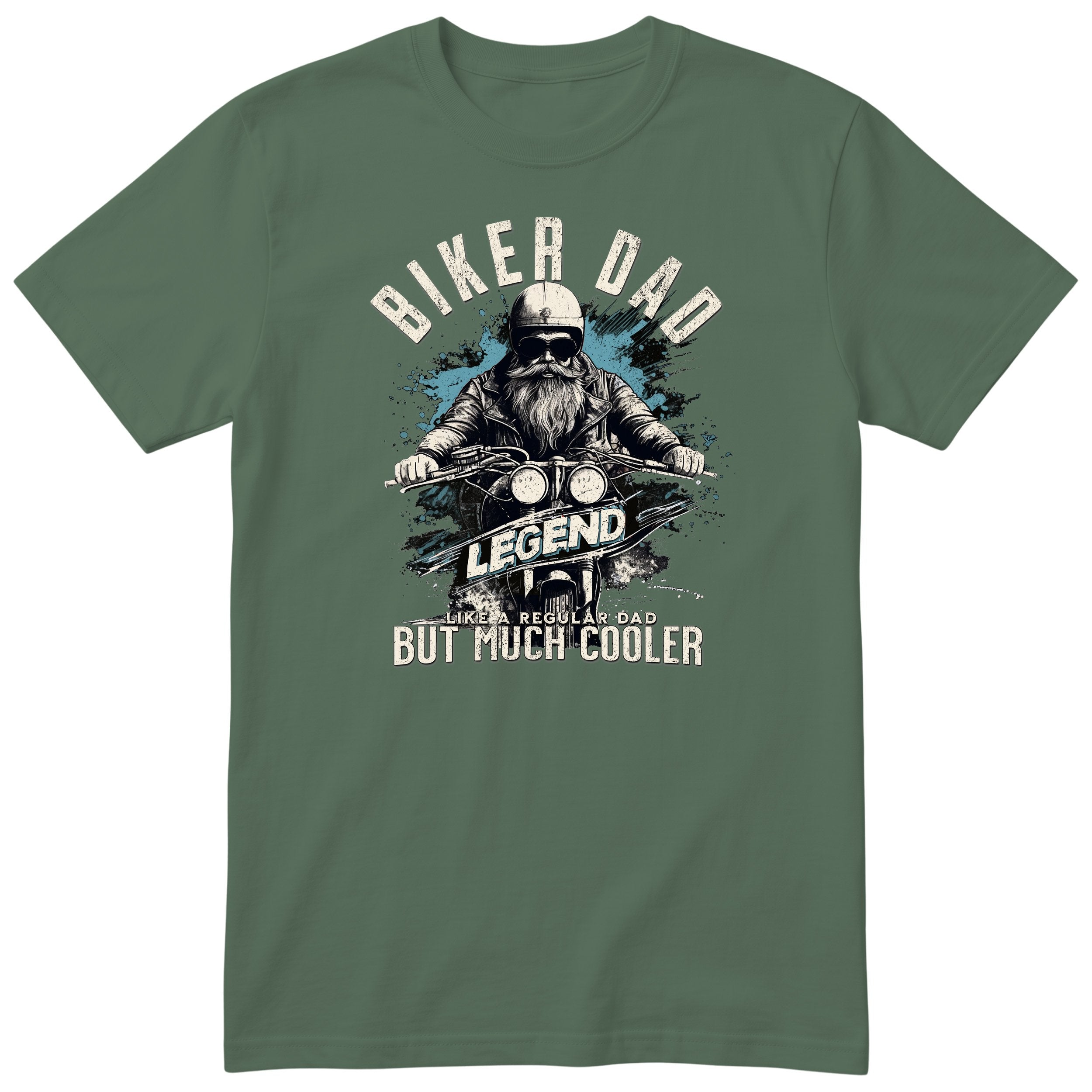 Biker Dad Legend Blue Motorcycle T-Shirt - Olive