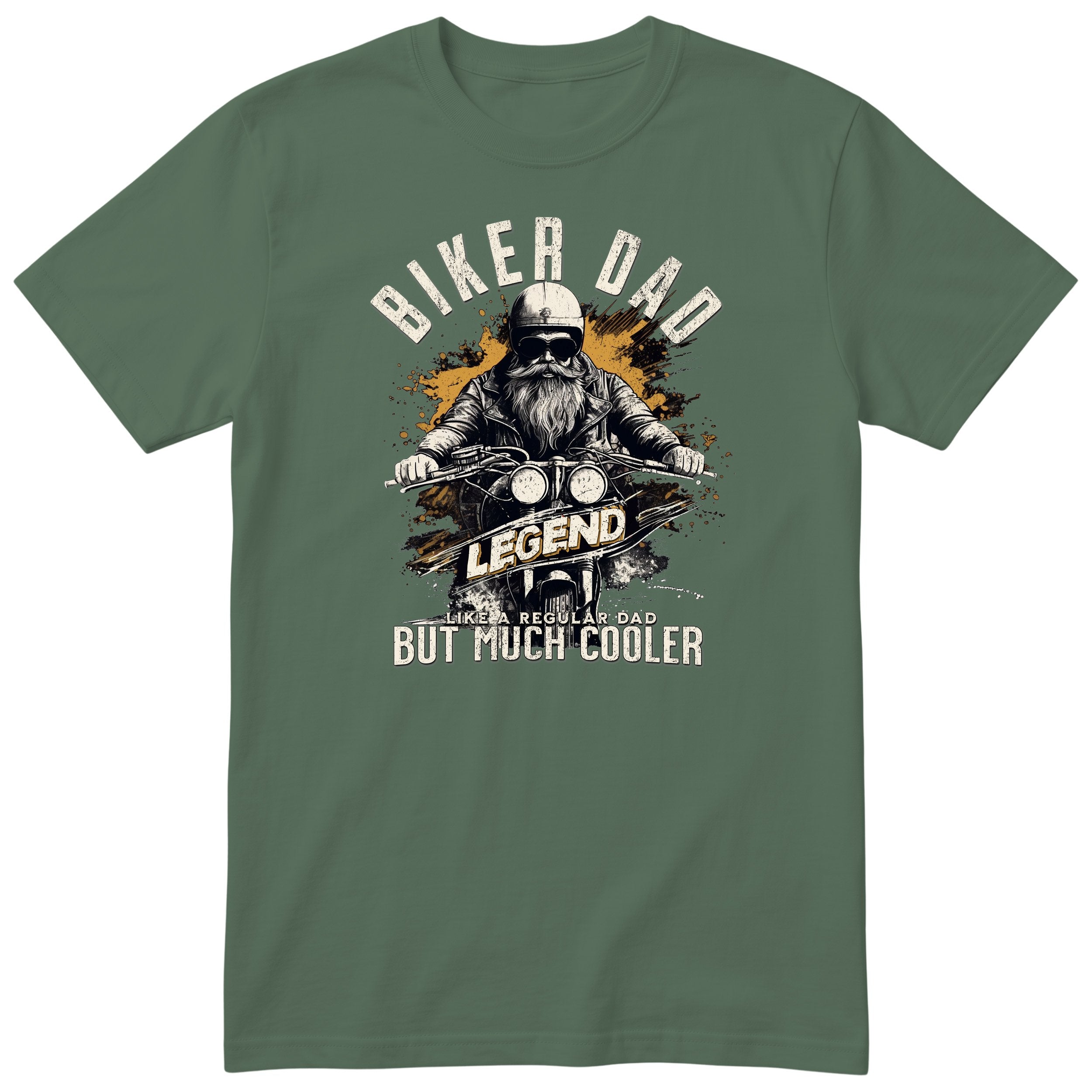 Biker Dad Legend Orange Motorcycle T-Shirt - Olive