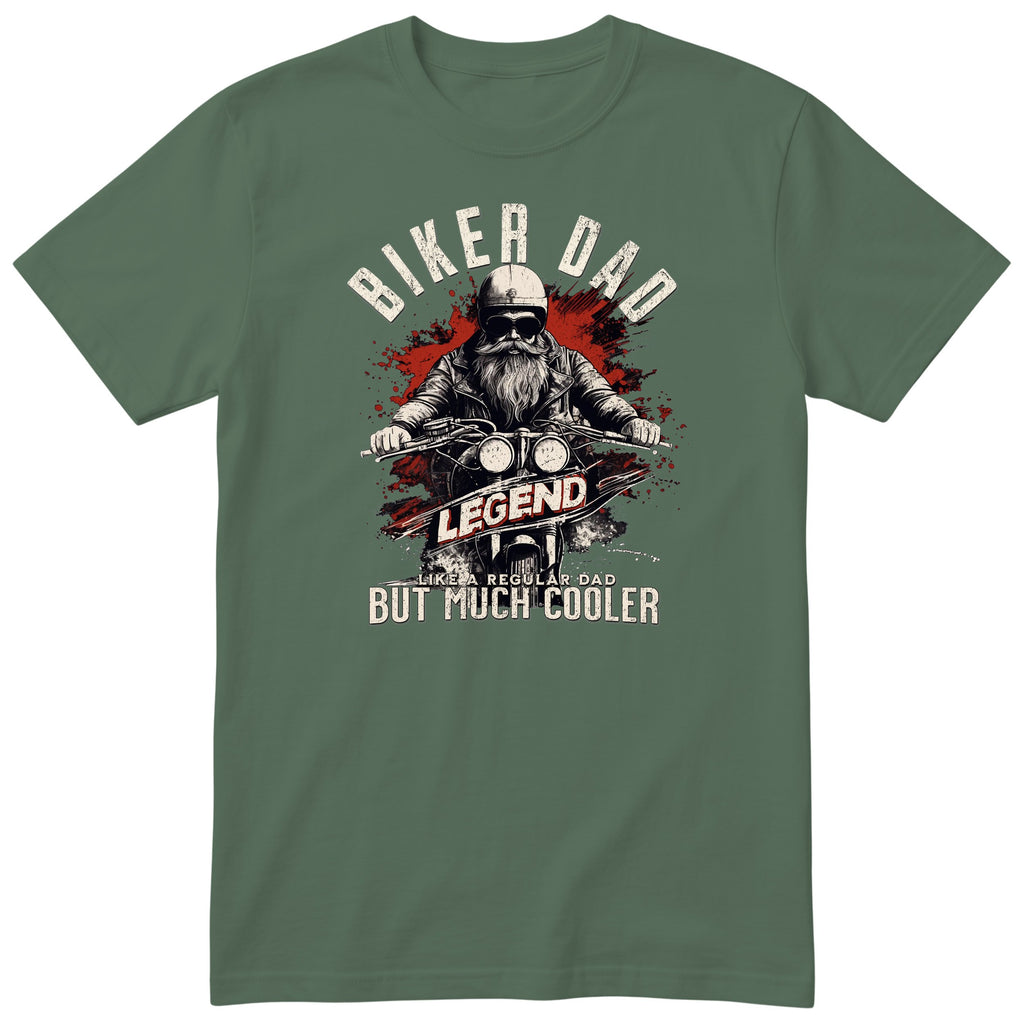 Biker Dad Legend Red Motorcycle T-Shirt - Olive