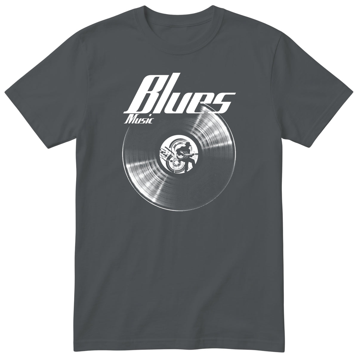 Charcoal Blues Music Vinyl Records t-shirt - vinyl record print, gift for blues fans, GitGraf