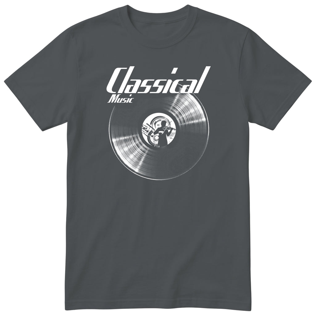 Charcoal Classical Music Vinyl Records t-shirt - vinyl record print, gift for classical music lovers, GitGraf