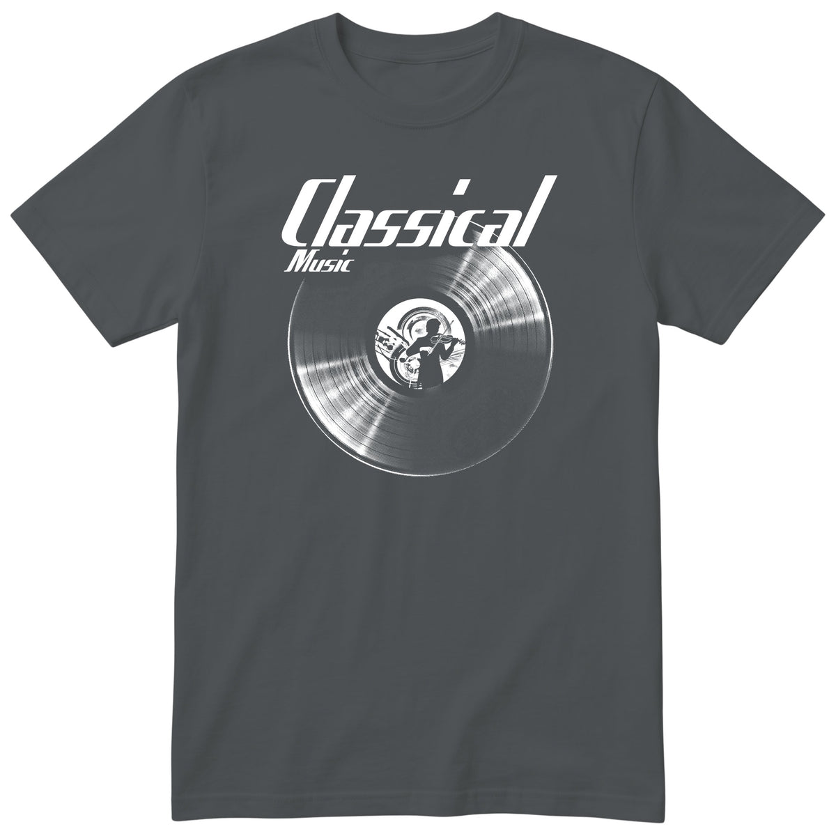Charcoal Classical Music Vinyl Records t-shirt - vinyl record print, gift for classical music lovers, GitGraf