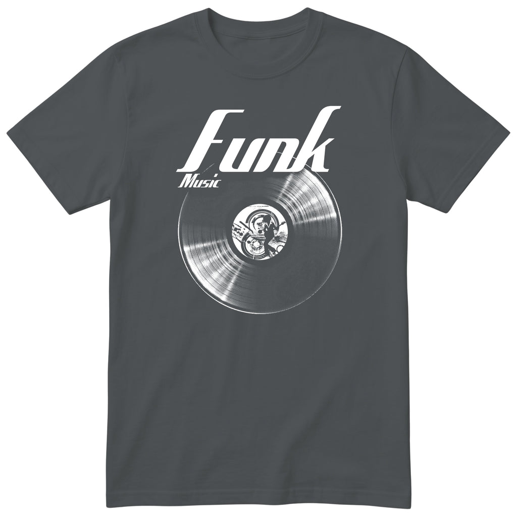 Charcoal Funk Music Vinyl Records t-shirt - vinyl record print, gift for funk fans, GitGraf