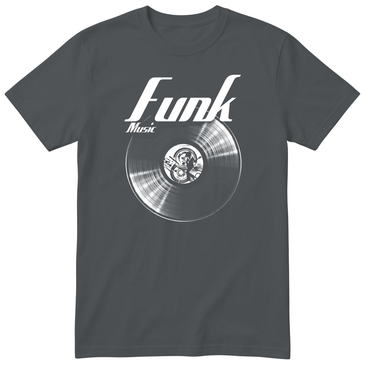 Charcoal Funk Music Vinyl Records t-shirt - vinyl record print, gift for funk fans, GitGraf