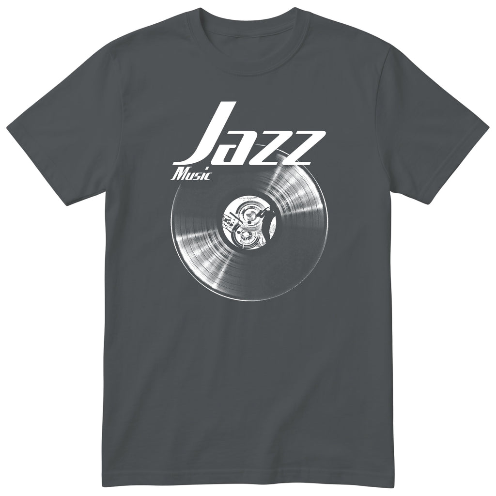 Charcoal Jazz Music Vinyl Records t-shirt - vinyl record print, gift for jazz lovers, GitGraf