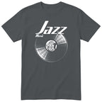 Charcoal Jazz Music Vinyl Records t-shirt - vinyl record print, gift for jazz lovers, GitGraf