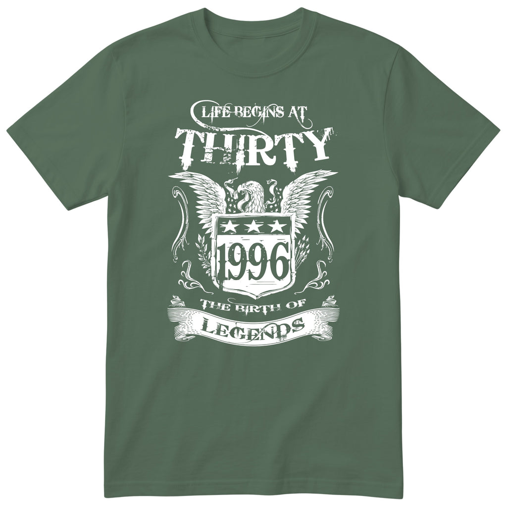 Olive Life Begins At Thirty t-shirt - 30th birthday gift for him with an eagle crest