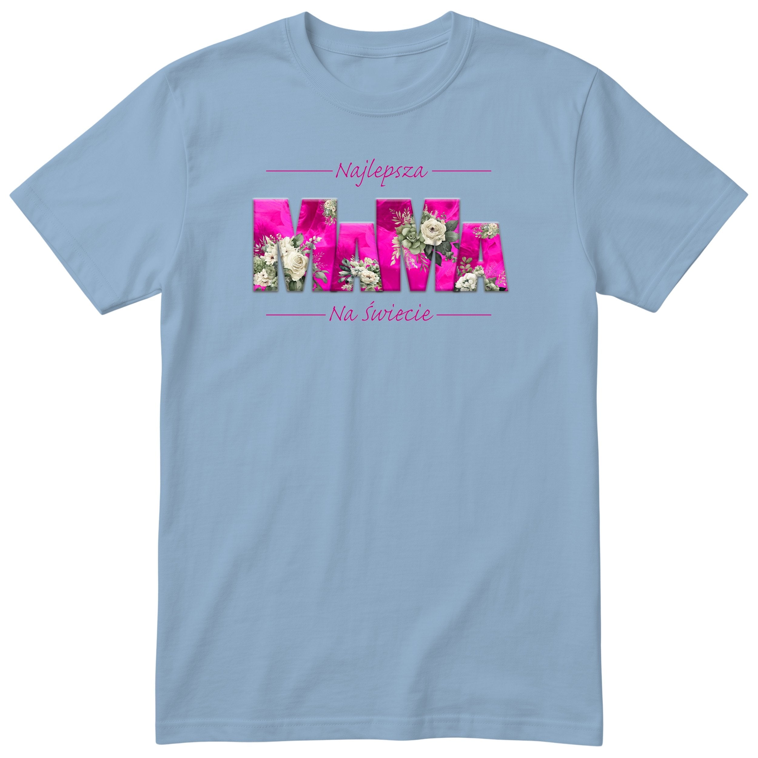 Koszulka błękitna - Pink Floral