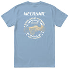 Mechanic Blood Sweat and Beers Garage tee light blue back