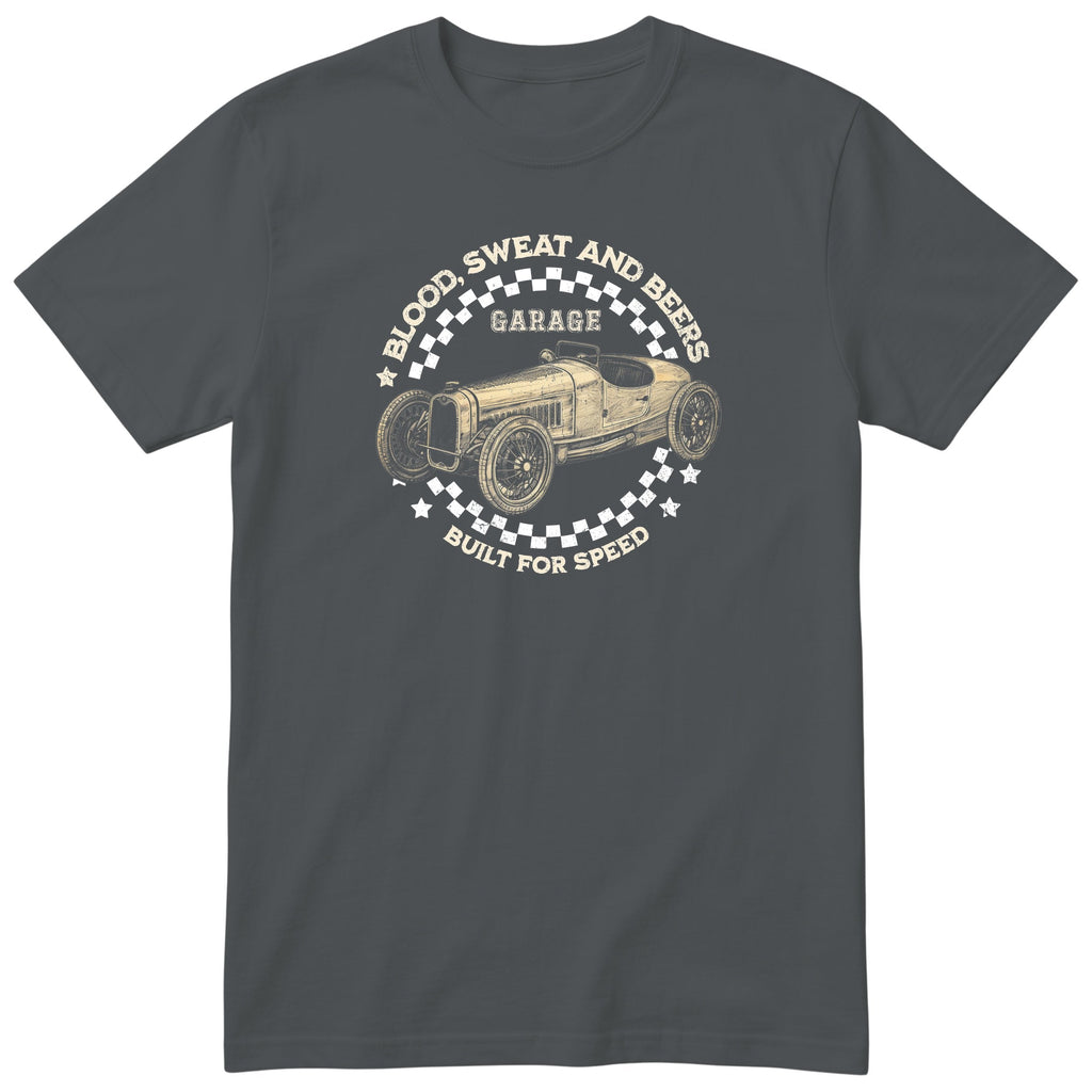 Blood Sweat and Beers Garage tee charcoal front