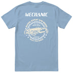 Mechanic Live Fast Drive Hard tee light blue back