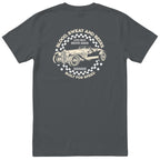Live Fast Drive Hard garage tee charcoal back