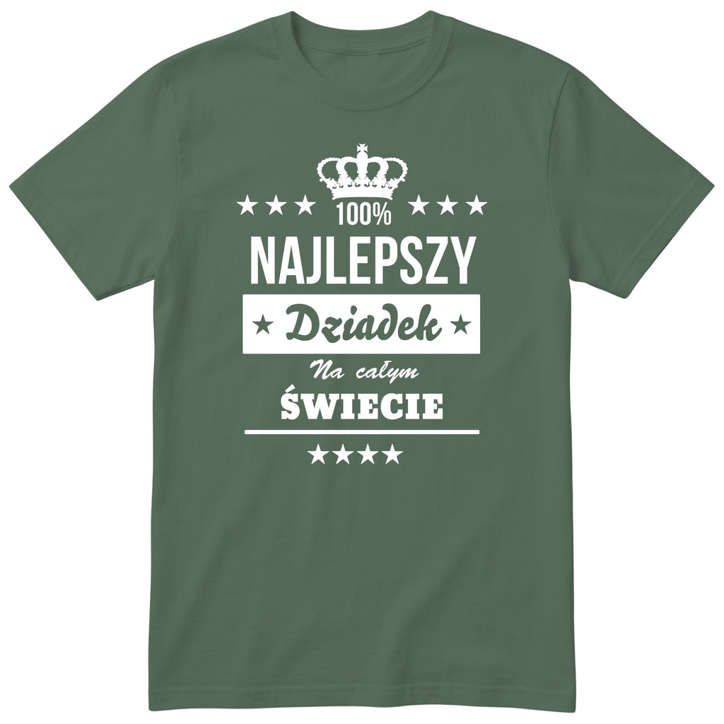 Oliwkowa koszulka 100% Najlepszy Dziadek Na Całym Świecie