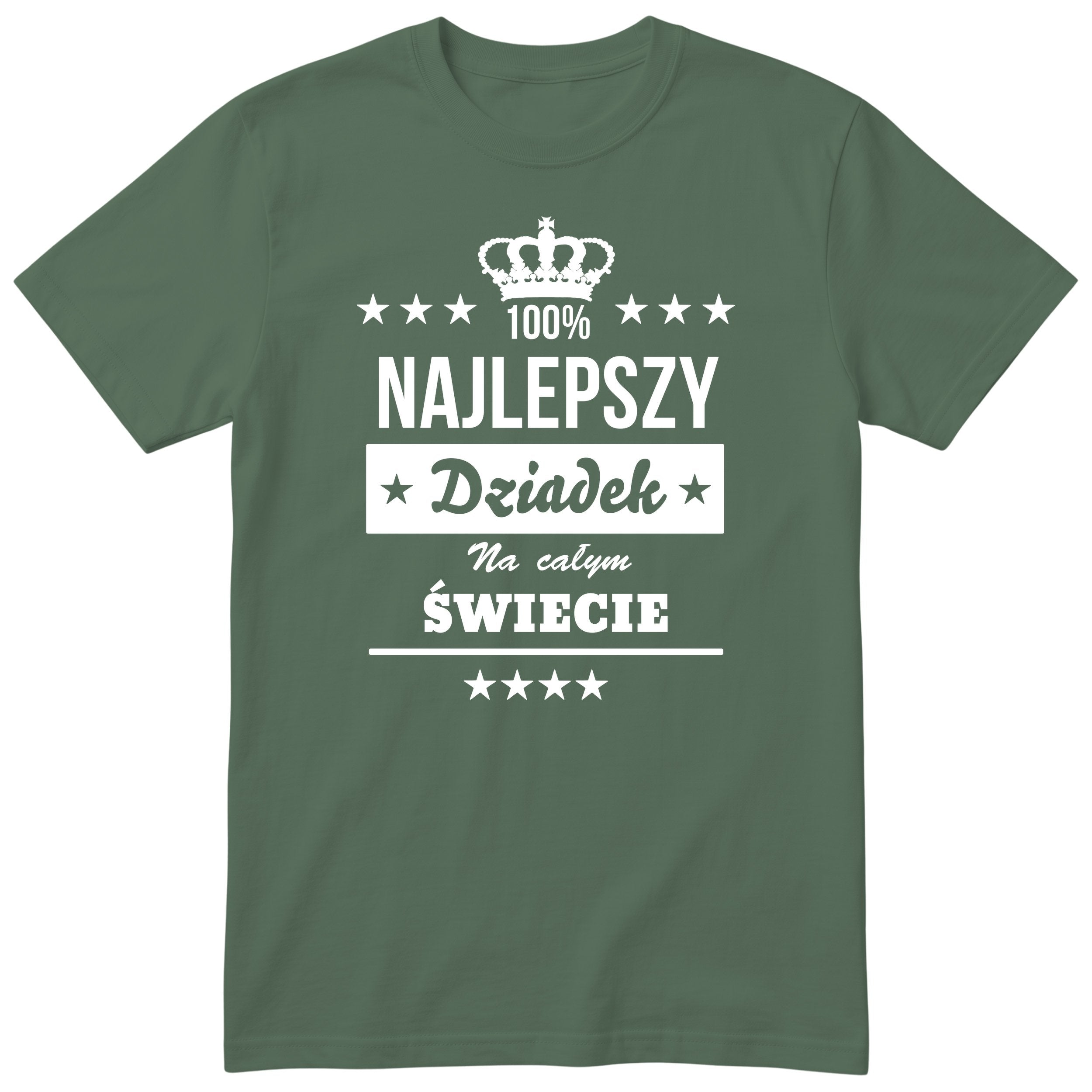 Oliwkowa koszulka 100% Najlepszy Dziadek Na Całym Świecie
