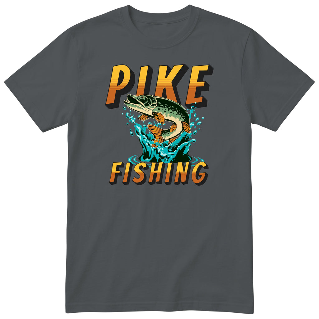 Pike Fishing T-Shirt - Gift for Anglers and Fishermen - Charcoal
