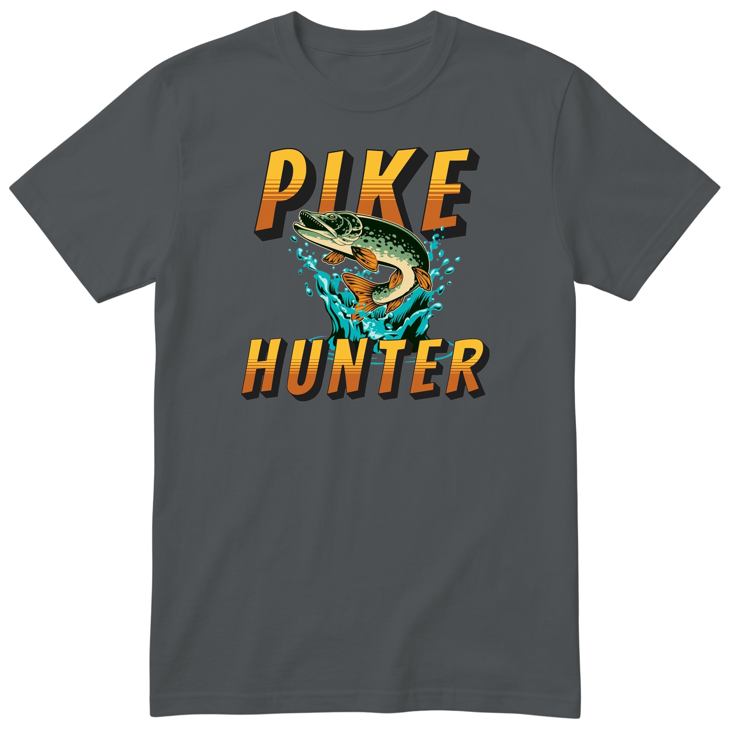 Pike Hunter Fishing T-Shirt - Gift for Anglers | Fisherman Tee - Charcoal