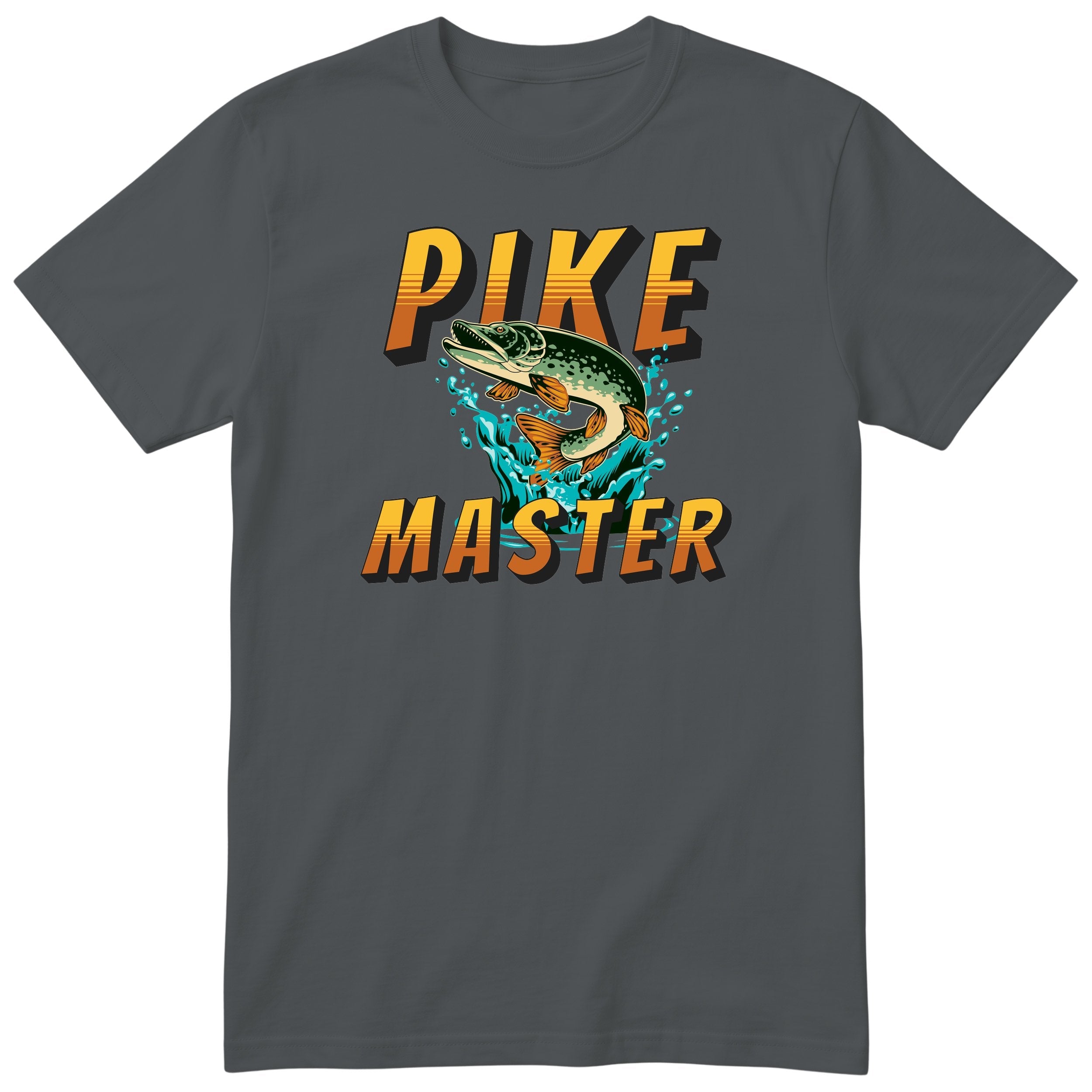 Pike Master Fishing T-Shirt - Funny Angler Gift Tee for Men - Charcoal