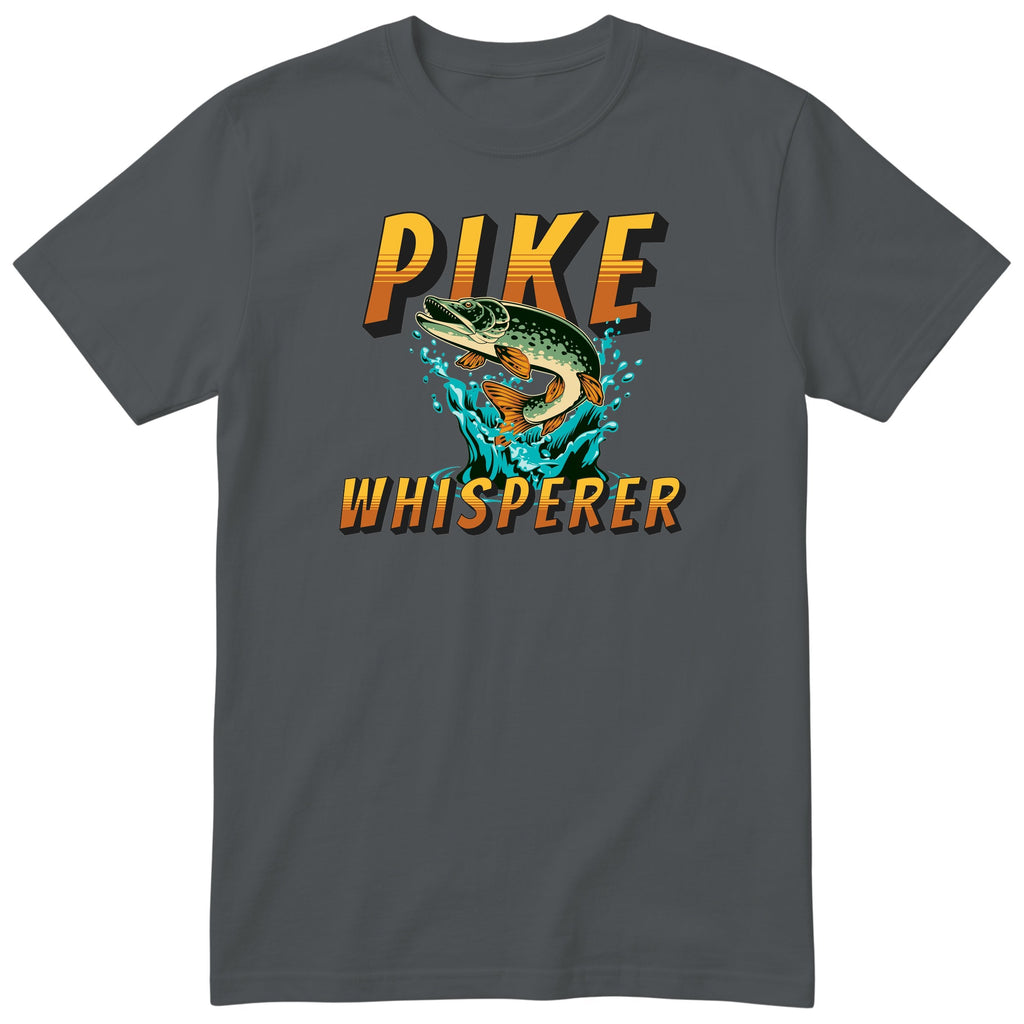 Pike Whisperer T-Shirt | Funny Pike Fishing Gift for Anglers - Charcoal