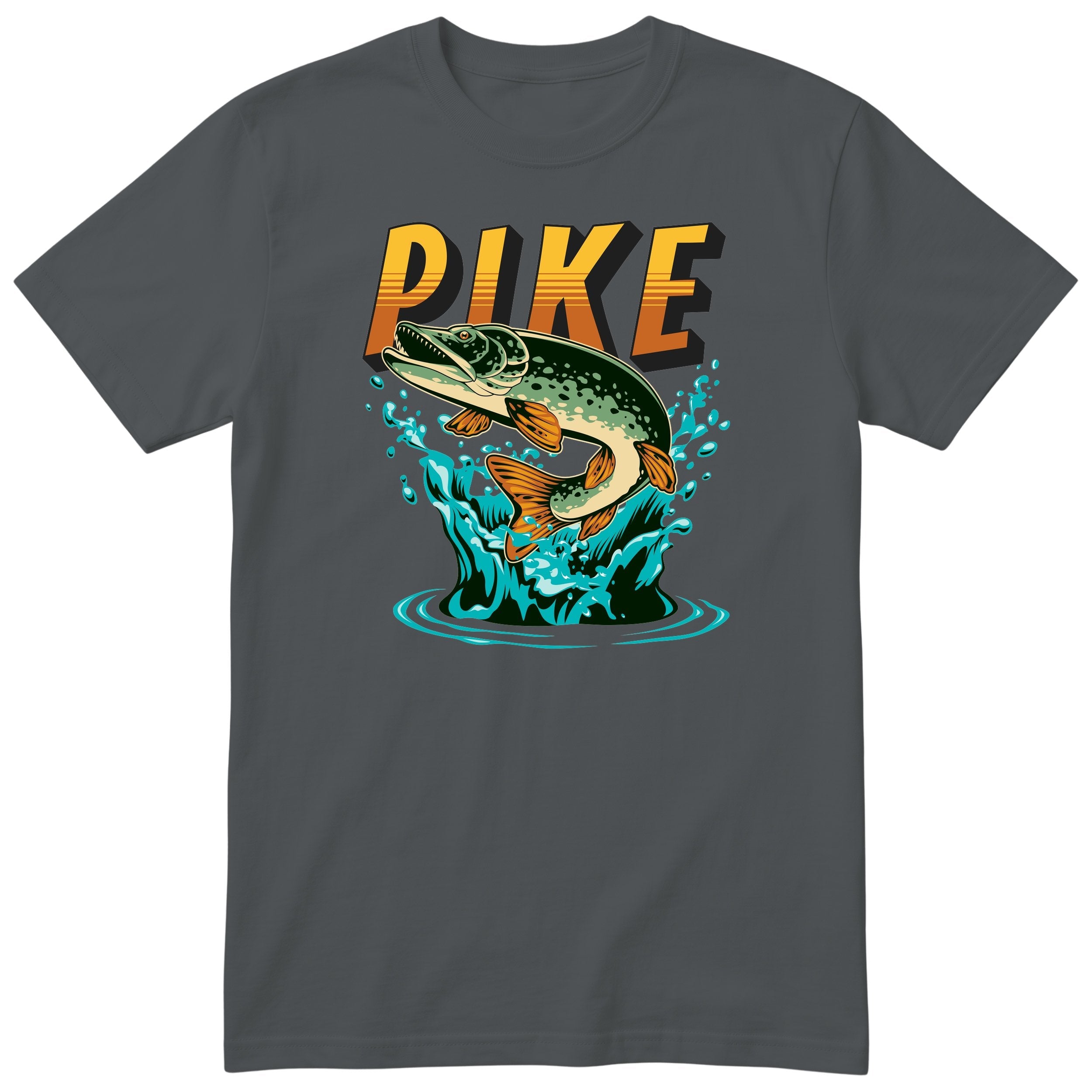 Pike Fishing T-Shirt | Angler Gift for Dad | Fisherman Tee - Charcoal