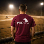 Polska Żużel Koszulka Narodowa - tył koszulki na zdjęciu lifestyle, w codziennym otoczeniu