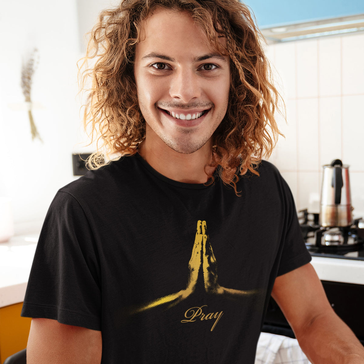 Pray T-Shirt - Christian Faith Tee with Praying Hands - lifestyle photo 6 of 9