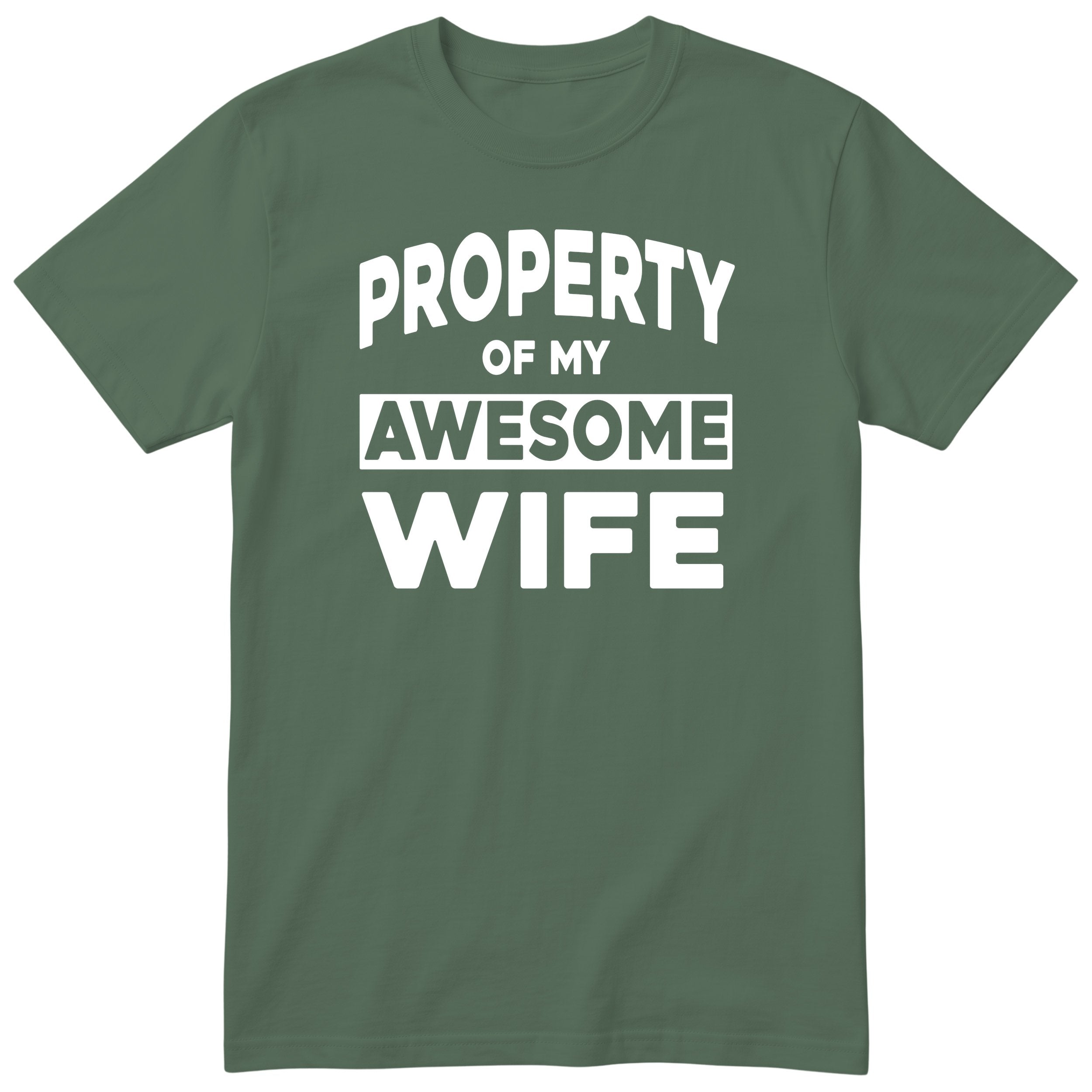 Olive Property Of My Awesome Wife t-shirt front print - funny husband gift, English print