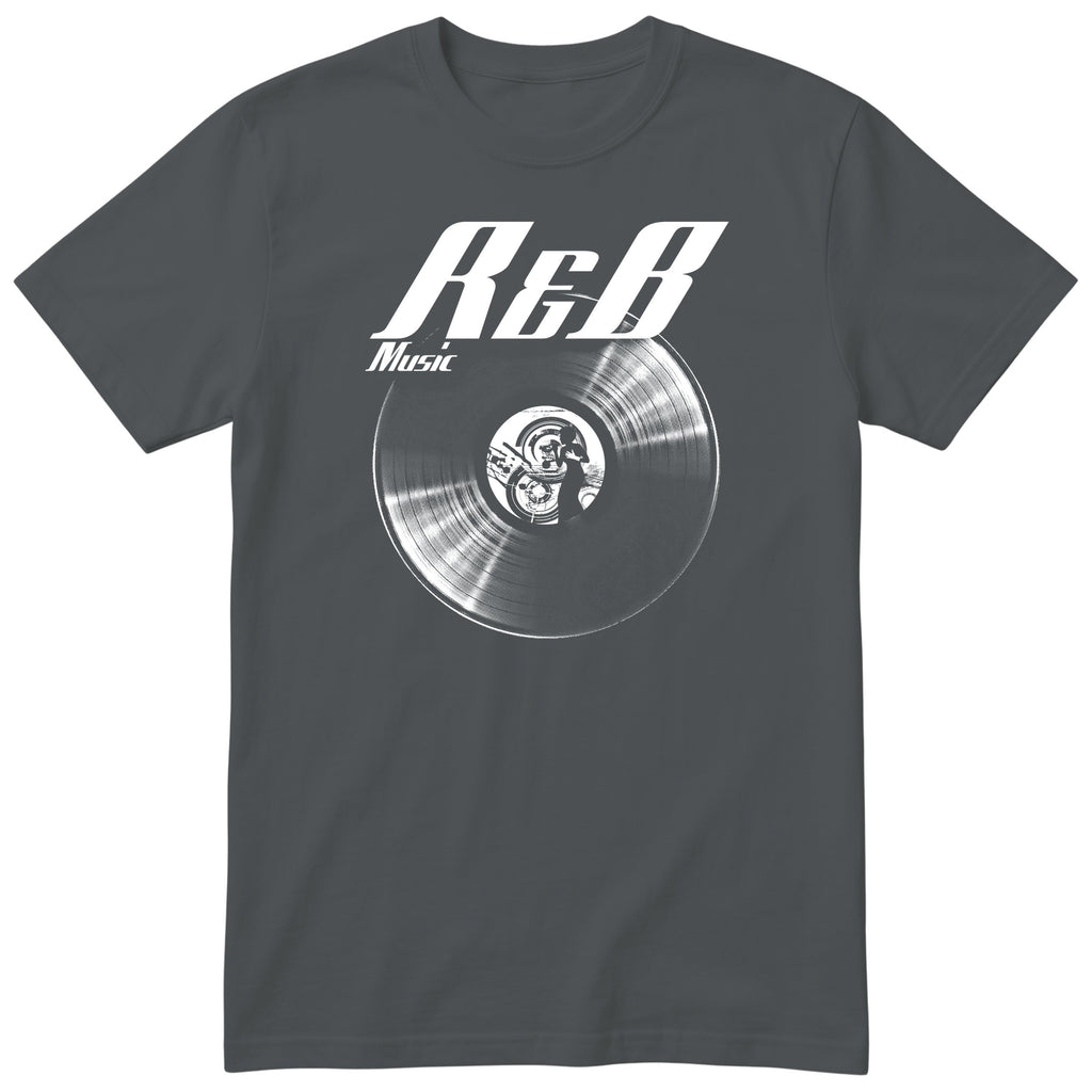 Charcoal R&B Music Vinyl Records t-shirt - vinyl record print, gift for R&B fans, GitGraf