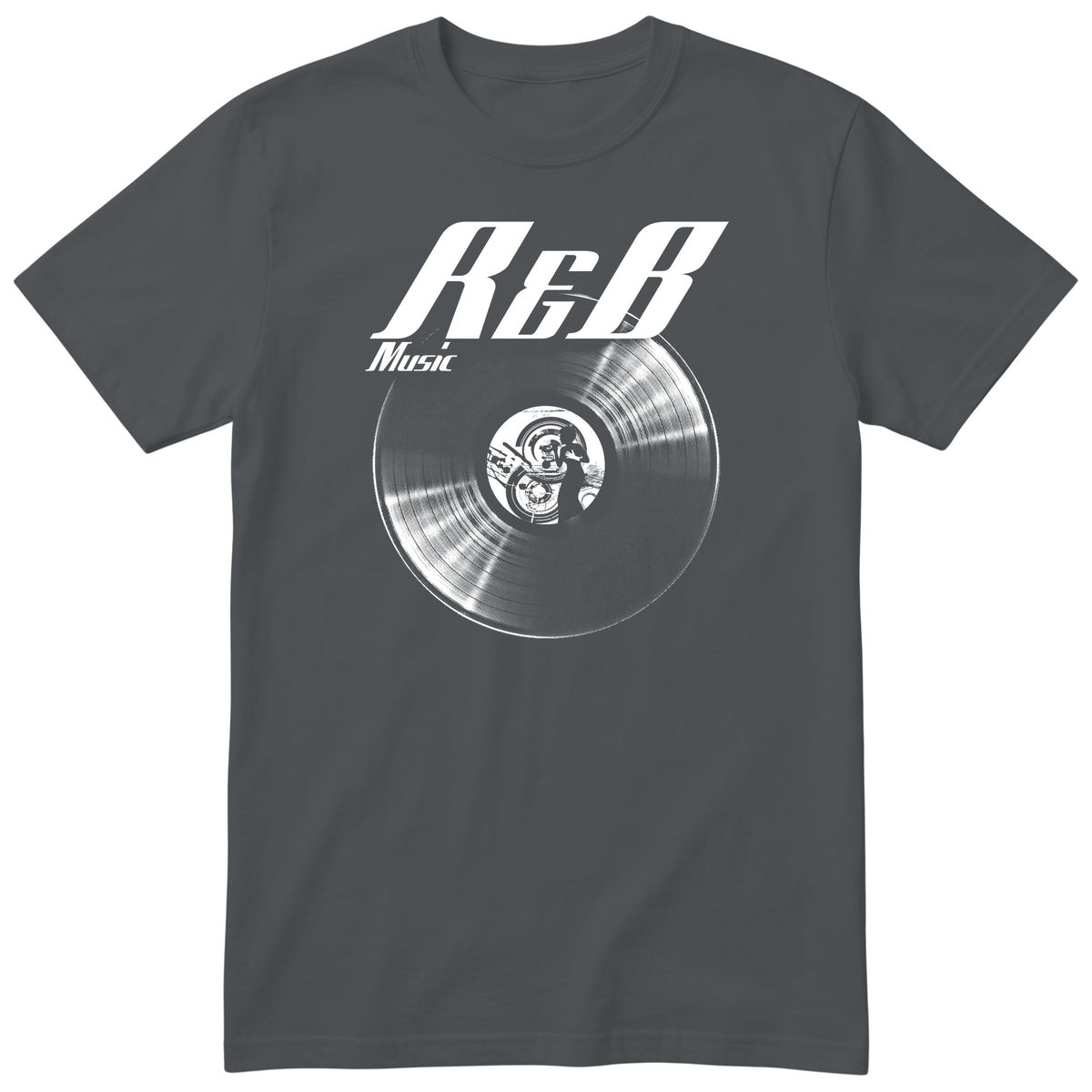 Charcoal R&B Music Vinyl Records t-shirt - vinyl record print, gift for R&B fans, GitGraf