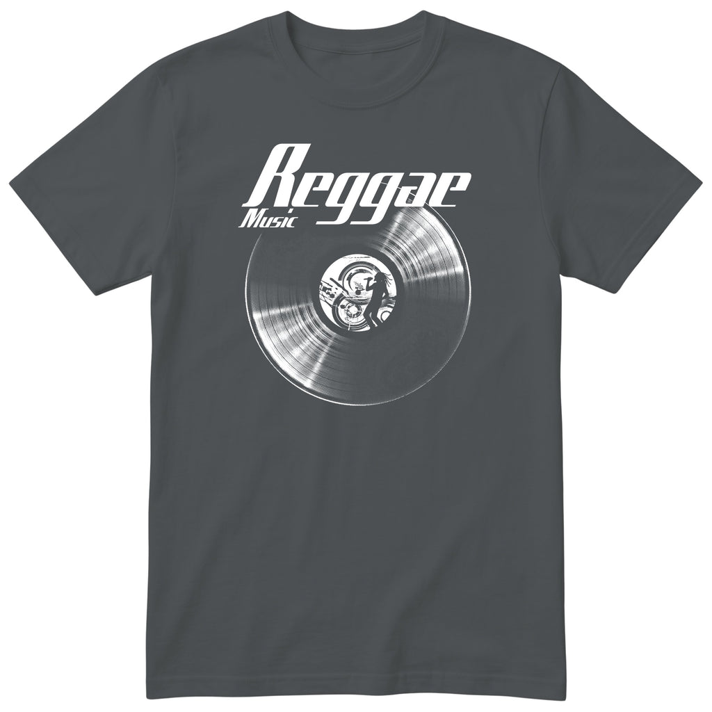 Charcoal Reggae Music Vinyl Records t-shirt - vinyl record print, gift for reggae fans, GitGraf