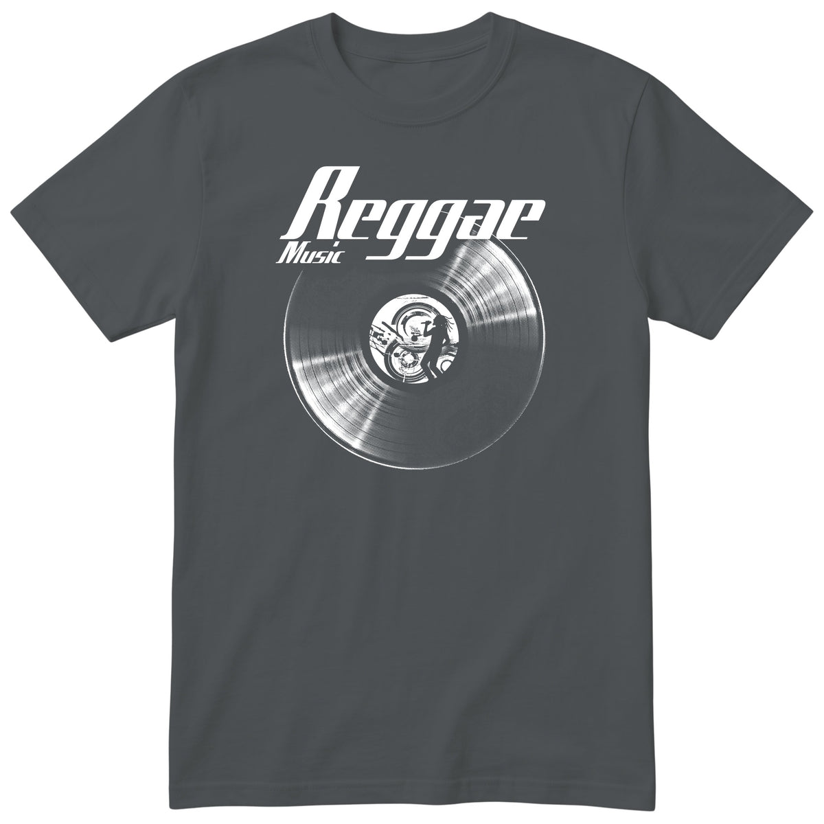 Charcoal Reggae Music Vinyl Records t-shirt - vinyl record print, gift for reggae fans, GitGraf