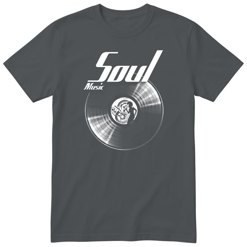 Charcoal Soul Music Vinyl Records t-shirt - vinyl record print, gift for soul fans, GitGraf