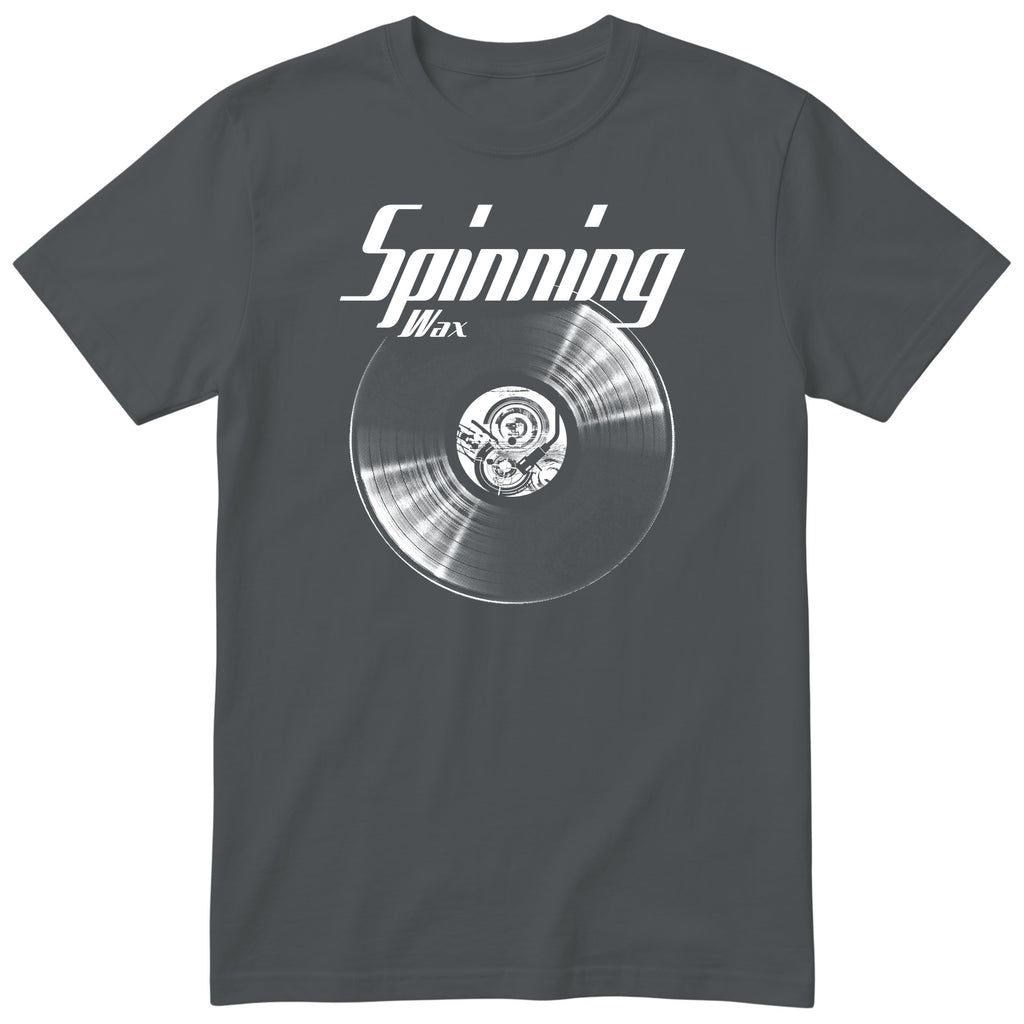Charcoal Spinning Wax Vinyl Records t-shirt - vinyl record print, gift for vinyl DJs, GitGraf